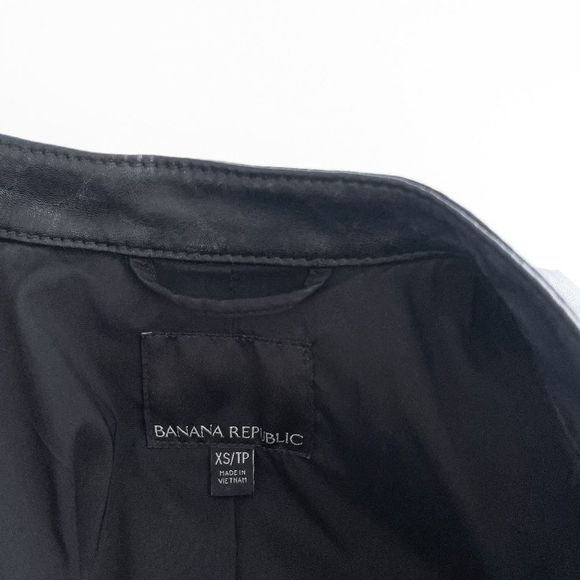 Banana Republic Womens Moto Faux Leather Jacket Full Zip Mock Neck Black XS - Picture 3 of 7